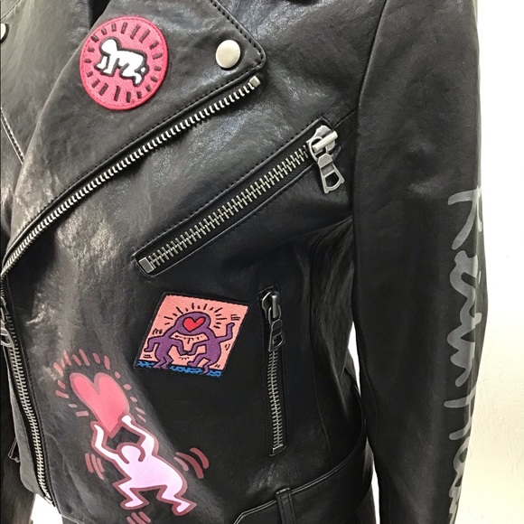 ALICE & OLIVIA x KEITH HARING CODY LEATHER JACKET SMALL RETAIL $1200 - Picture 5 of 12